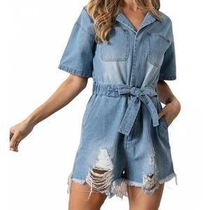 NEW BIBI debbie denim romper in blue